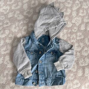 Toddler Boy Gap Jean Jacket with dinosaur hood size 18-24 months